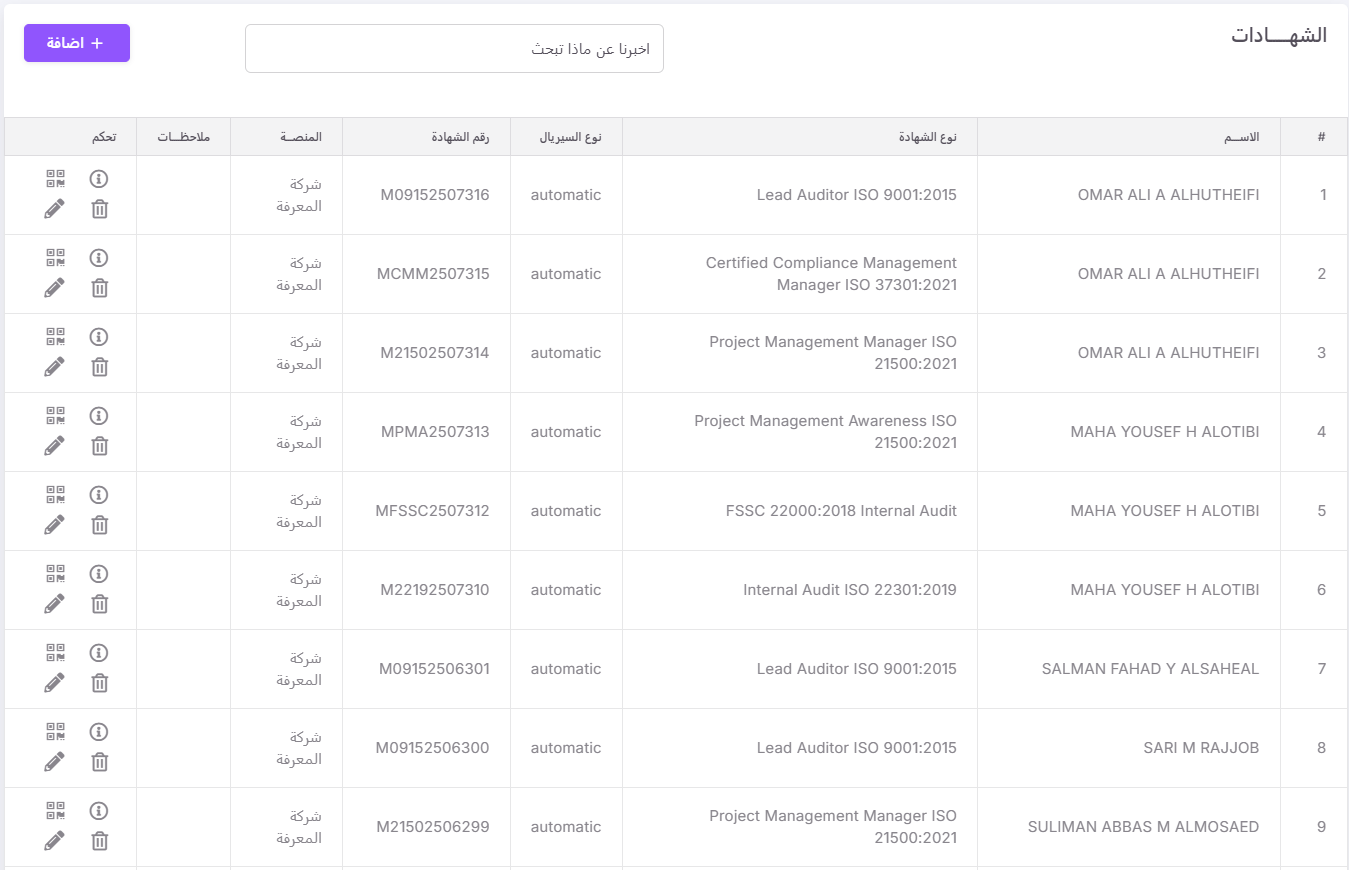 erp system لشركة المعرفة ومطابقة المعايير